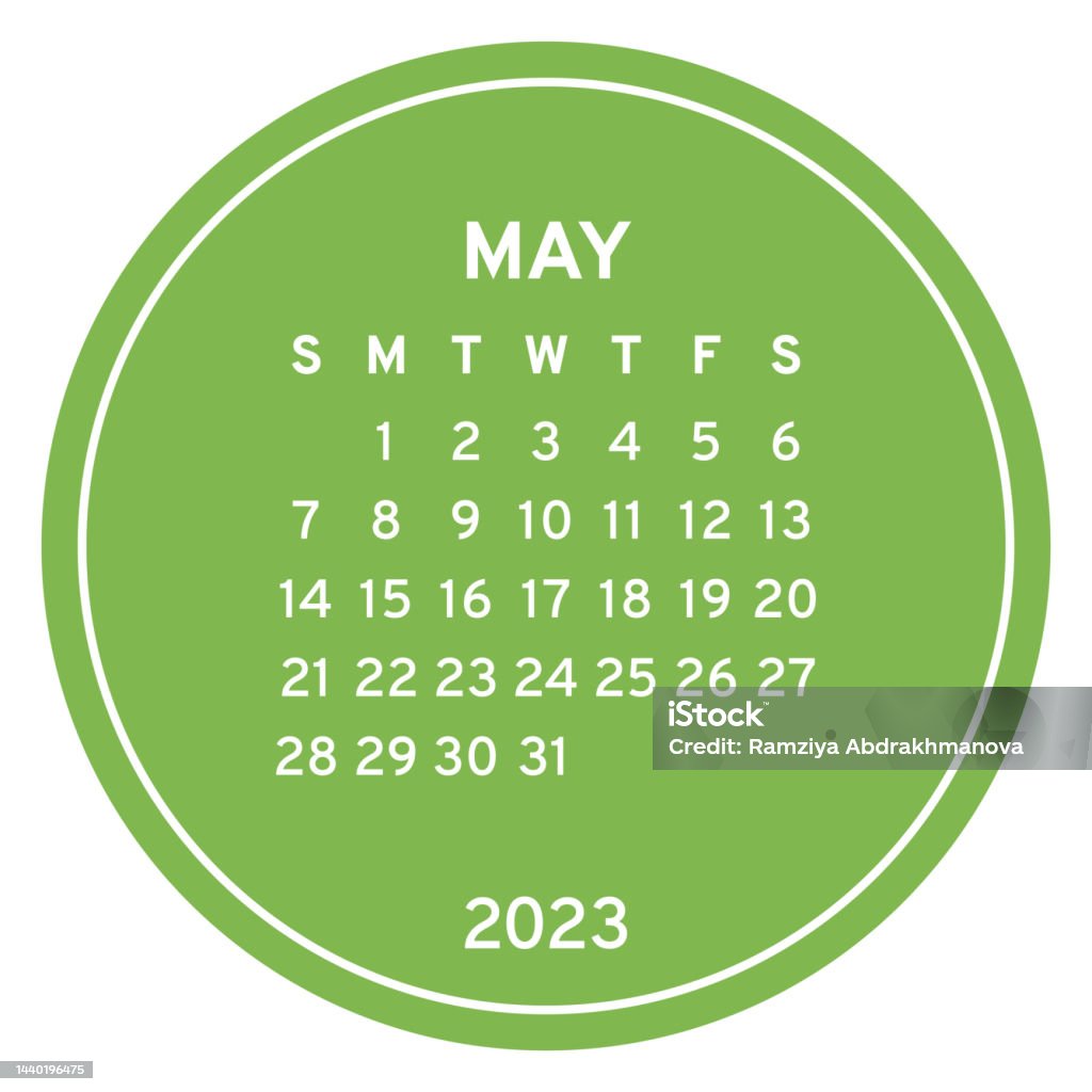 พฤษภาคมปฏิทิน 2023 ปฏิทินกลมภาษาอังกฤษสี ภาพประกอบสต็อก -  ดาวน์โหลดรูปภาพตอนนี้ - การออกแบบ - หัวข้อ, ปฏิทิน, ผนัง - Istock
