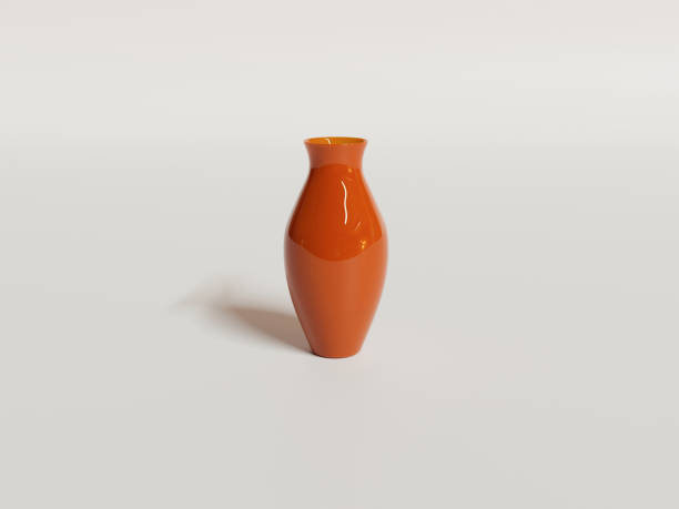 istock 3D render - orange ceramic flower vase isolated on white background 1440197525