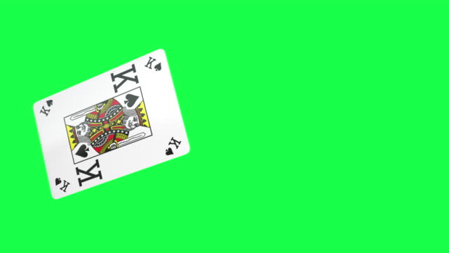 king playing cards moving on green screen