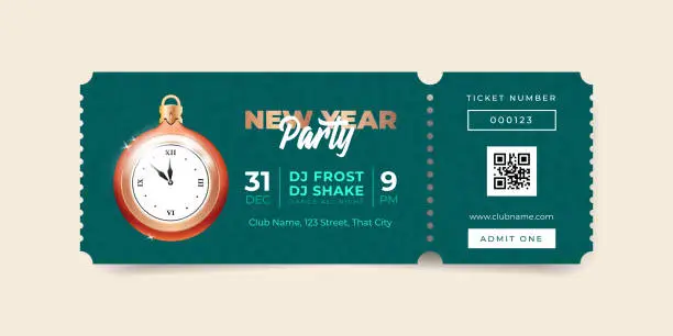 Vector illustration of New Year Party ticket template