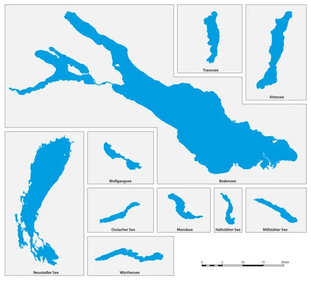 Vector illustration of Vector map of the ten sizes of Austria in German