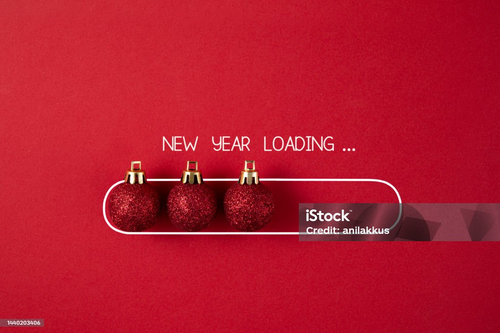 New Year Loading New Year loading with Christmas ornaments Loading Stock Photo