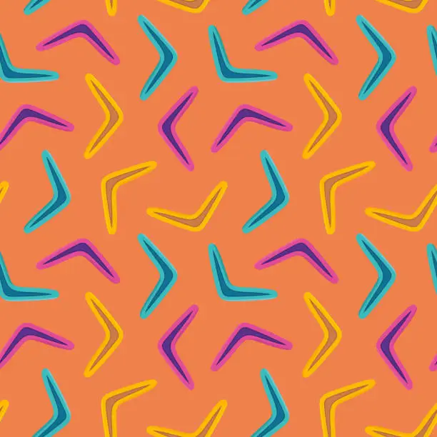 Vector illustration of seamless vivid pattern with colorful boomerangs, great for wrapping, textile, wallpaper, greeting card