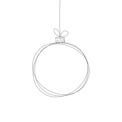 Hand-drawn vector sketch of a Christmas ball. Editable stroke.