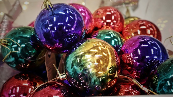 Christmas balls in a pile