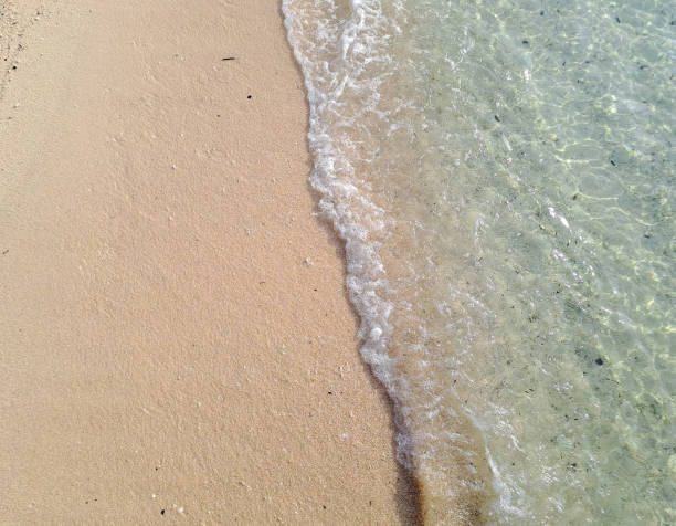 Soft wave of blue ocean on sandy beach. Background. Wave and Sand beach background