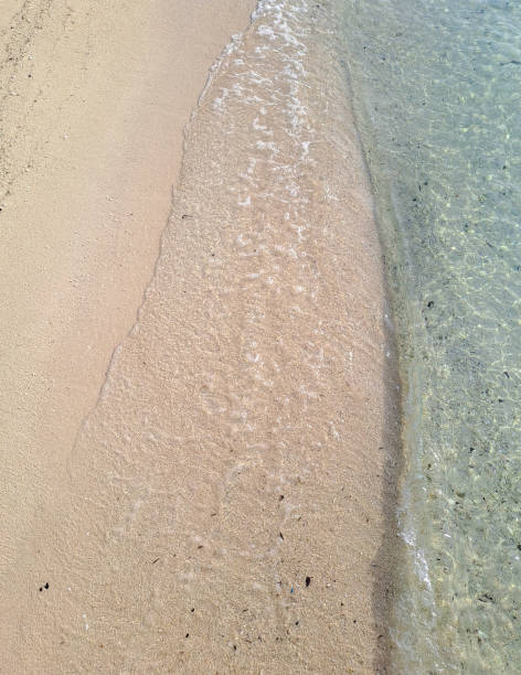 istock Soft wave of blue ocean on sandy beach. Background. Wave and Sand beach background 1440214803