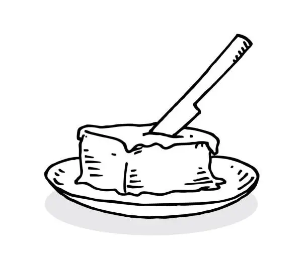 Vector illustration of Hand drawn butter and knife