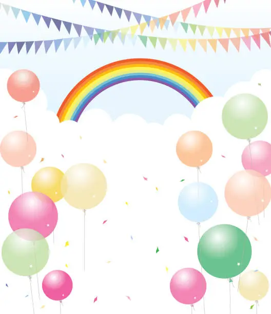 Vector illustration of rainbow and balloons