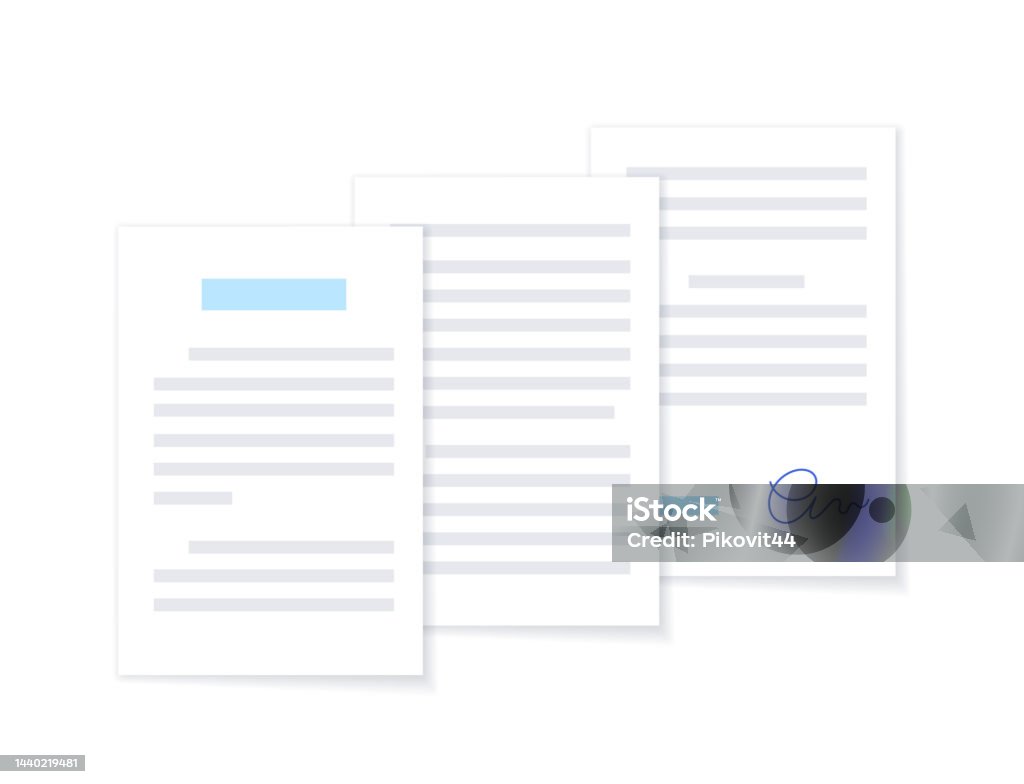 Contract Paper Stack Paper Document Contract Stock Illustration - Download Image Now ...
