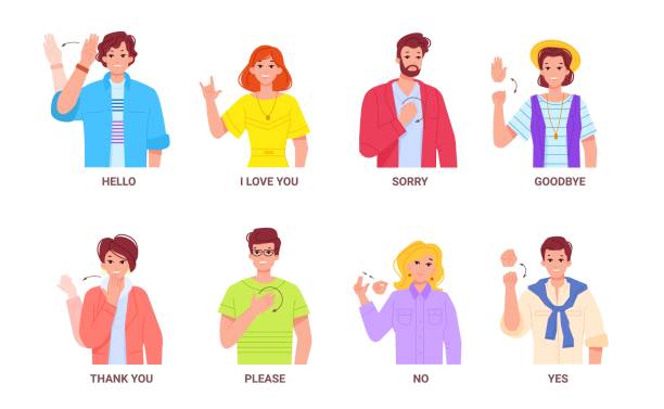 9,800+ Person Using Sign Language Stock Illustrations, Royalty