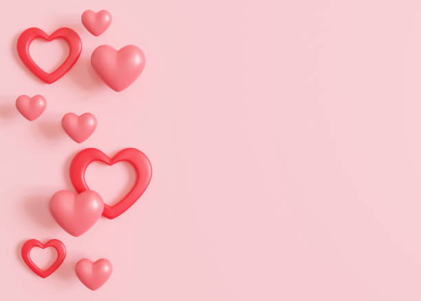 istock Pink background with hearts and copy space. Valentine's Day, Mother's Day, Wedding backdrop. Empty space for advertising text, invitation, logo. Postcard, greeting card design. Love symbol. 3D render. 1440219641
