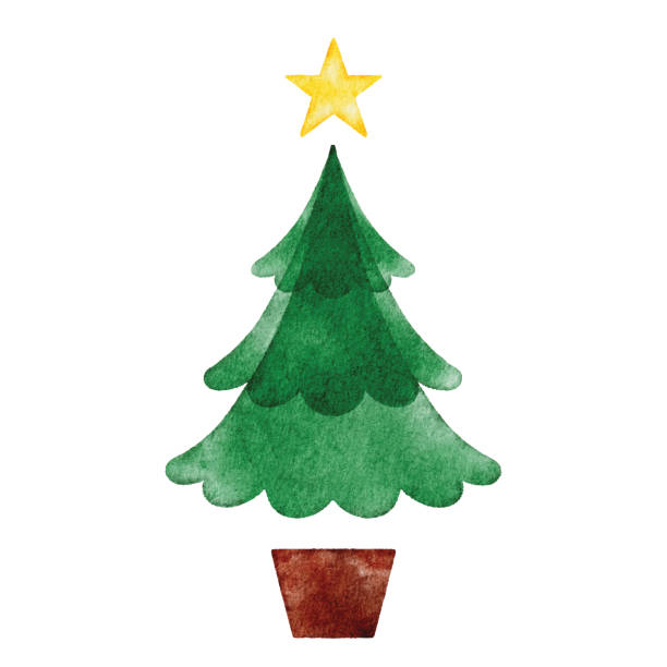 akwarelowe logo choinki - christmas christmas tree angel decoration stock illustrations