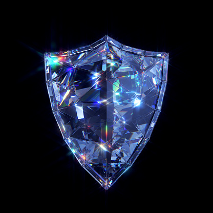 Crystal shield on black background