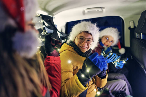 istock Happy kids travelling on Christmas 1440223722