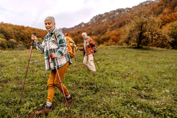 istock Seniors on a walk in the mountain 1440223782