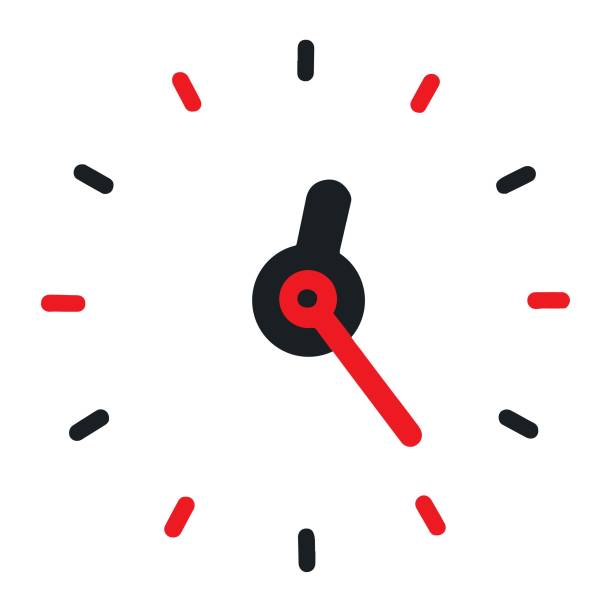 壁掛け時計赤分針黒時針ベクトル - clock nobody decoration minute hand点のイラスト素材／クリップアート素材／マンガ素材／アイコン素材