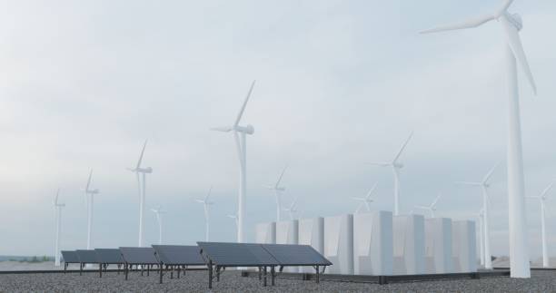 istock Windmill and sun battery or collector 1440232795