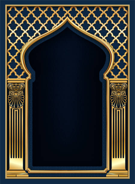 istock Golden dark classic arch portal and columns 1440238834