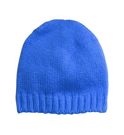 blue wool hat isolated on white background