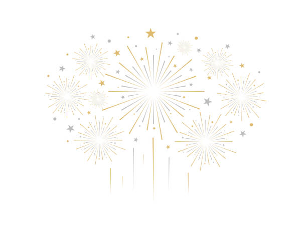 ilustrasi kembang api diisolasi dengan latar belakang putih - tahun baru ilustrasi stok
