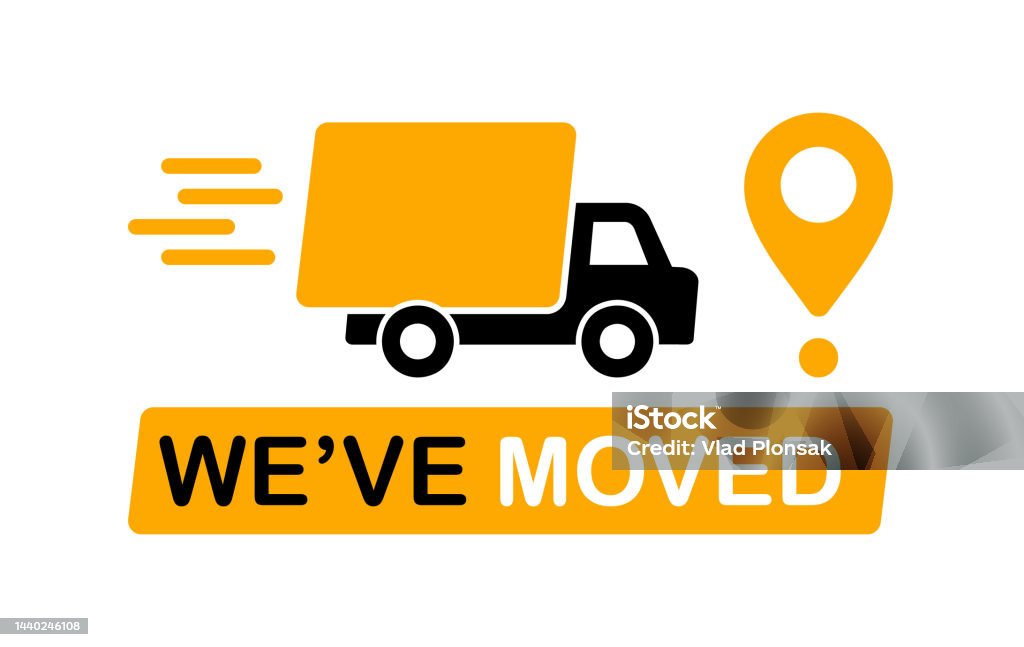 We Have Moved Banner Relocation On Changed Address Truck With Map We Have Moved Banner Relocation On Changed Address Truck With Map