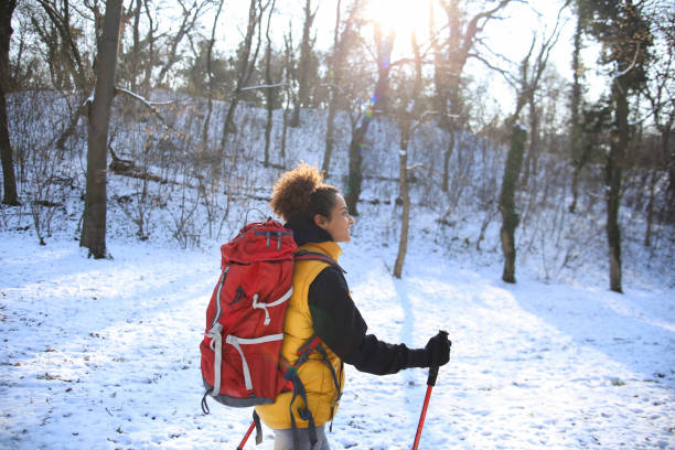 istock Young woman hiking during the winter 1440249206