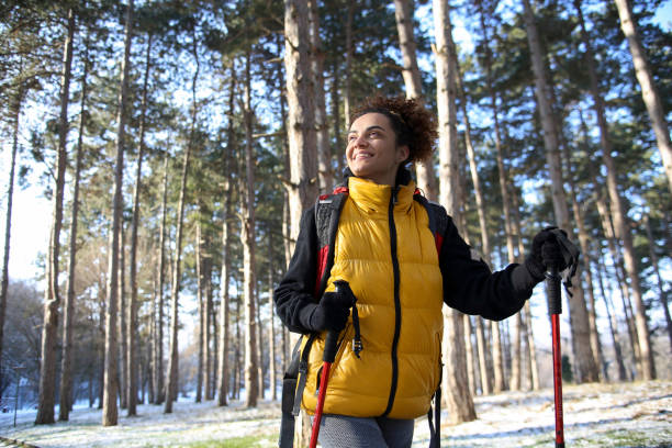 istock Young woman hiking during the winter 1440249311