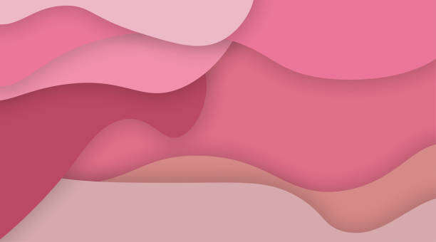 bildbanksillustrationer, clip art samt tecknat material och ikoner med wave paper cut texture pink color background - rosa bakgrund