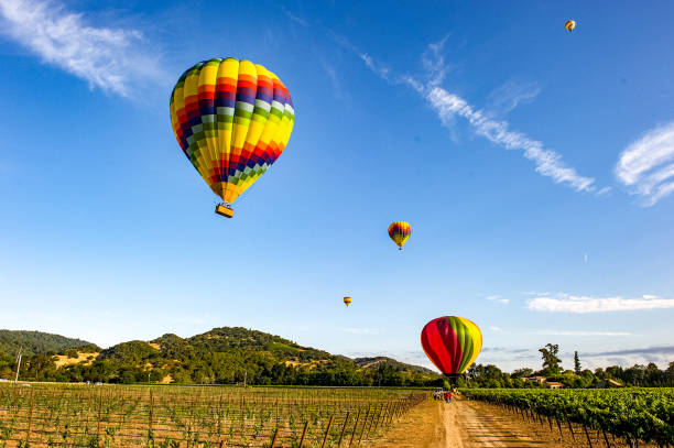 przygoda z balonem na ogrzane powietrze - hot air balloon california napa napa valley zdjęcia i obrazy z banku zdjęć