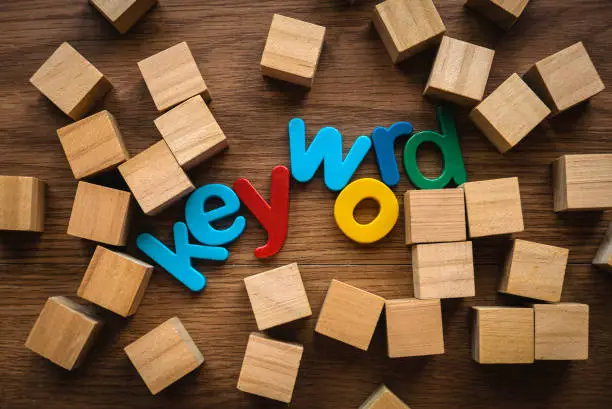 Photo of Colorful alphabet of word keyword.