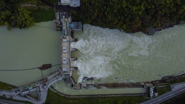 istock Aerial view of a bridge over a streamy river 1440262334
