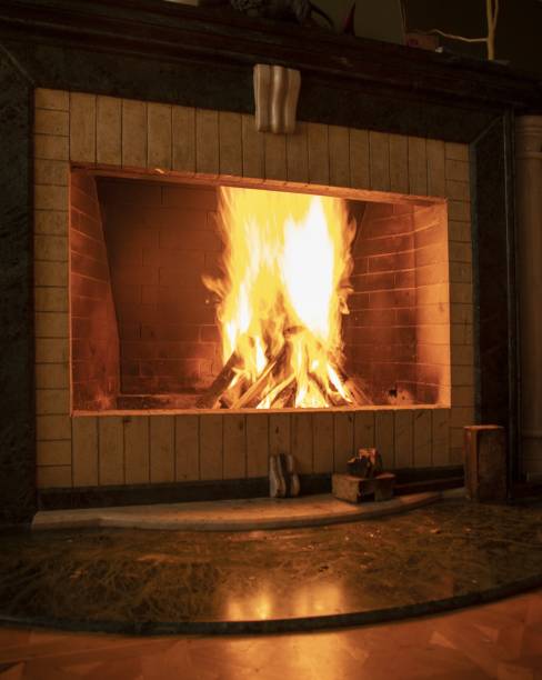 istock Fireplace in a fancy house 1440267803