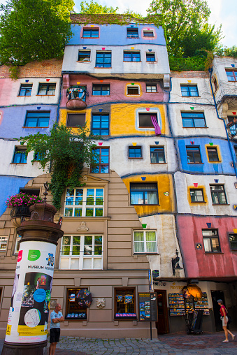 Vienna, Austria - July 21, 2017: Hundertwasser House (Hundertwasserhaus) is an famous apartment in Vienna, Austria.