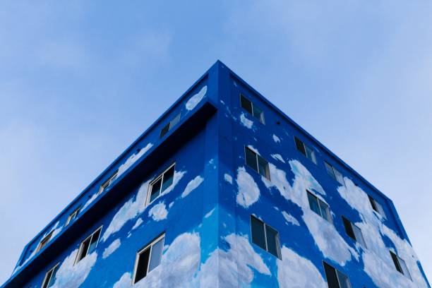 istock Half-finished blue building shot from a low angle 1440271090