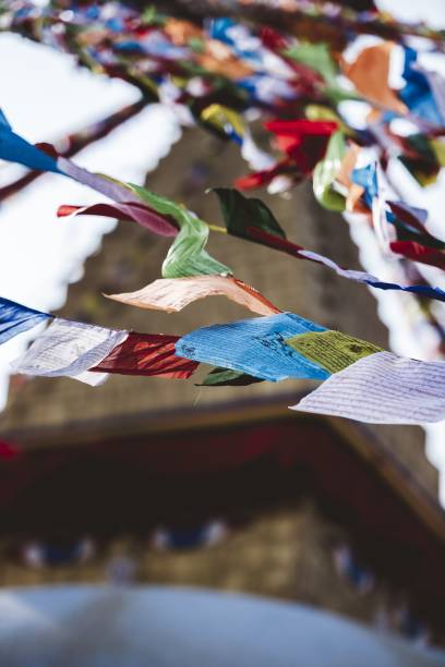 istock Vertical low angle shot of cloths hanging from a string with a blurred background 1440278865