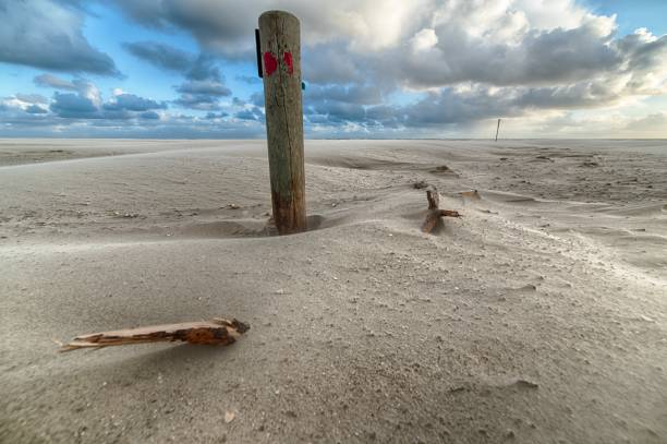 A beautiful day at the beach under the cloudy sky