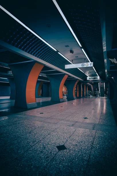 istock Vertical dramatic view of a modern underground station 1440282585