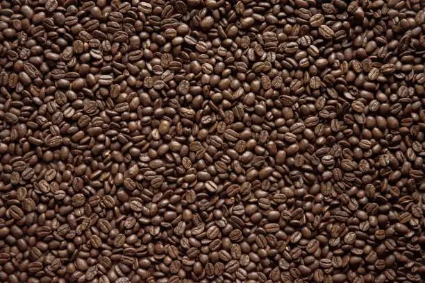 An overhead shot of coffee beans great for background or a blog