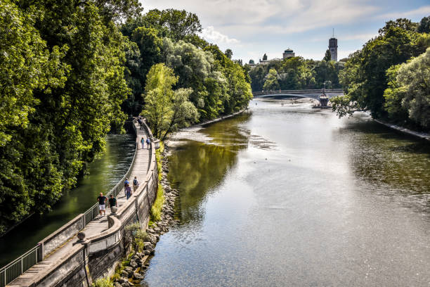 Beautiful View Of Isar River In Munich, Germany