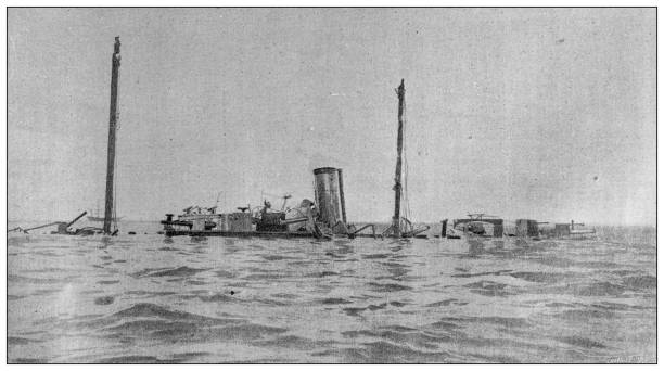 istock Antique image: The great naval battle off Cavite (Manila Bay), Spanish American War: 