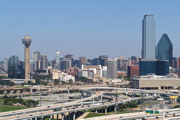 Drone Shot of Downtown Dallas, TX stock photo