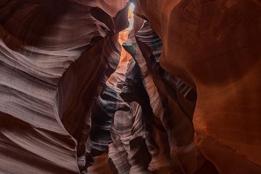 A beautiful shot of the inside of a cave with gorgeous textures in Antelope Canyon, USA