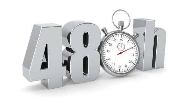 istock 3D rendering illustration of a stopwatch with 48 hours word isolated on a white background 1440292302
