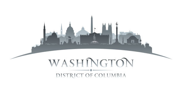 Washington DC city skyline silhouette Washington DC city skyline vector silhouette illustration washington-dc-waterfront stock illustrations