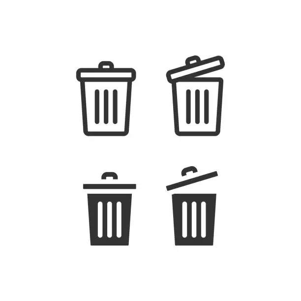 Vector illustration of Trash can icon set. Recycle bin illustration symbol. Sign dustbin vector