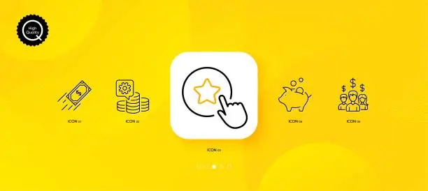 Vector illustration of Loyalty star, Piggy bank and Making money minimal line icons. For web application, printing. Vector