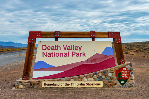 Entrance sign of Death Valley National Park, California, USA