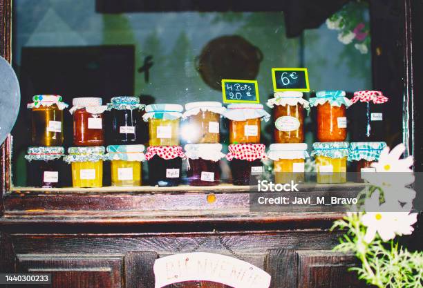 Old Store Storefront With Jam Jars Stock Photo - Download Image Now - Andorra, Boutique, Canning