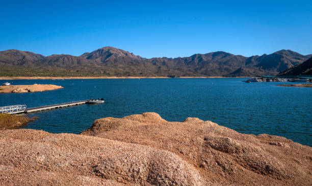 istock Tranquil autumn landscape at Bartlett Lake boat launching ramp 1440302413